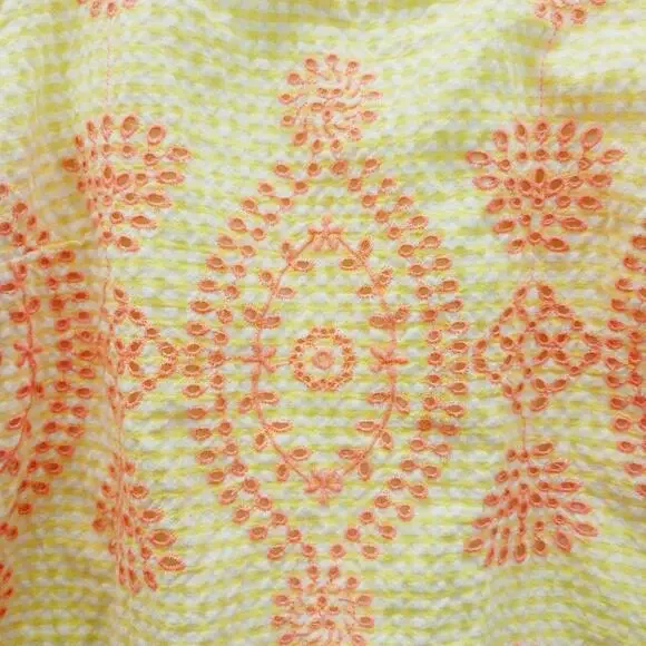 Blouse Lilly Pulitzer Seersucker Orange Yellow Puff Sleeve Coquette Fairy Sz XXS - Picture 9 of 16